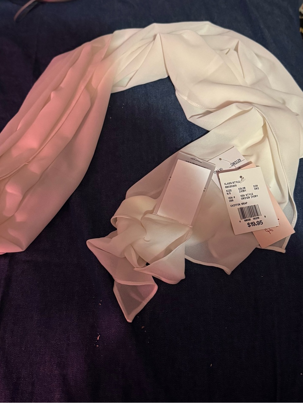 David’s Bridal Ivory Chiffon Scarf/Shawl